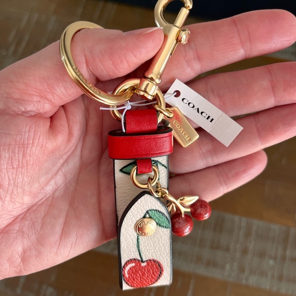 Coach Cherry Keychain with Red and Gold Details NWT - Picture 5 of 5